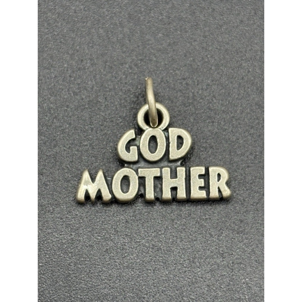 Vintage Sterling Silver God Mother Charm Pendant 925 E29